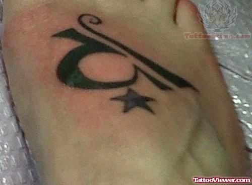 Libra Zodiac Symbol Tattoo On Foot