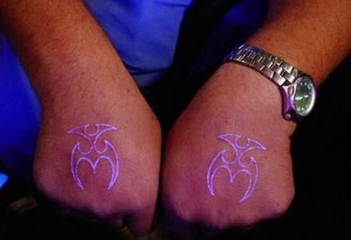 Tribal Black Light Tattoos On Hands
