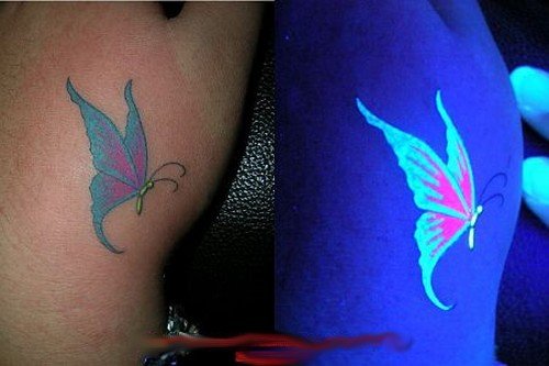 Color Butterfly Light Tattoo On Side