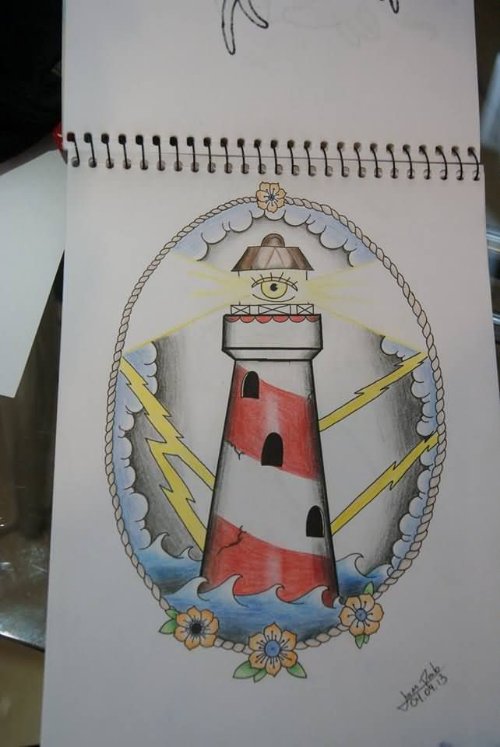 Color Lighthouse Tattoos Design