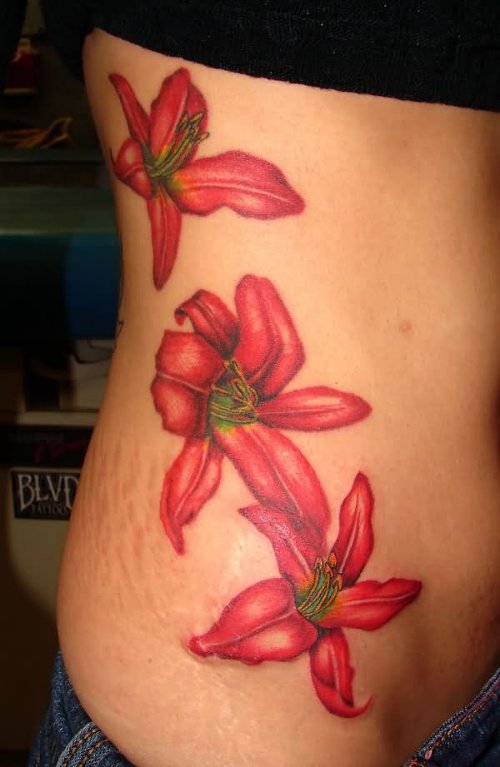 Rib Side Lily Tattoo