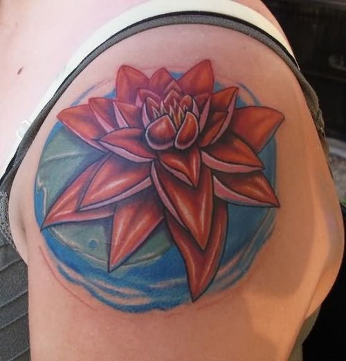 Left Shoulder Lily Flower Tattoo