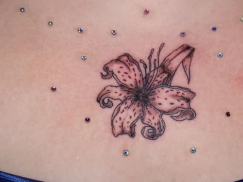 Amazing Grey Lily Flowers Tattoo