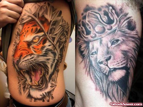 Rib Side Lion Head Tattoos