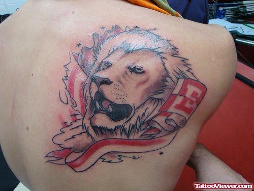 Awesome Back Shoulder Lion Tattoo
