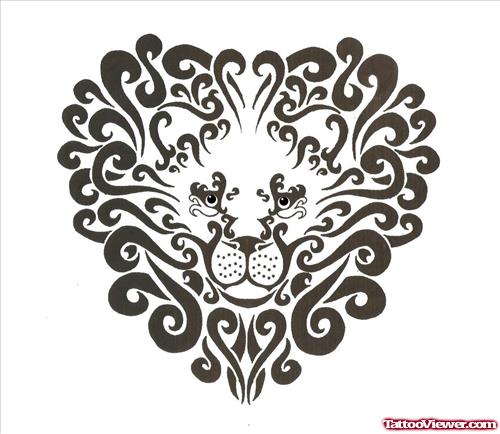 Tribal Lion Head Tattoo Design