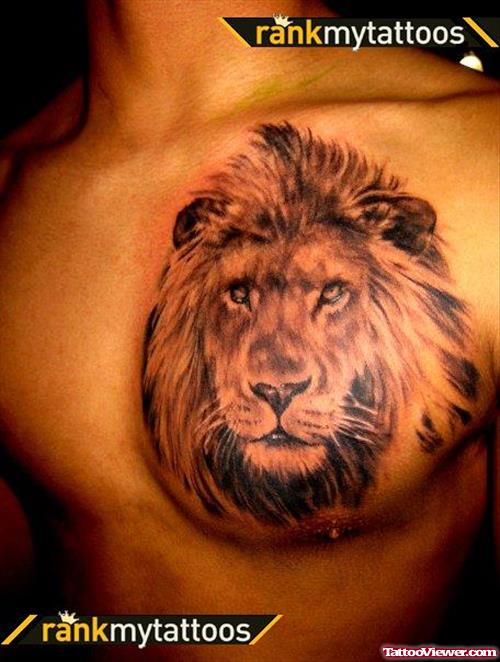 Lion Tattoo On Man Chest