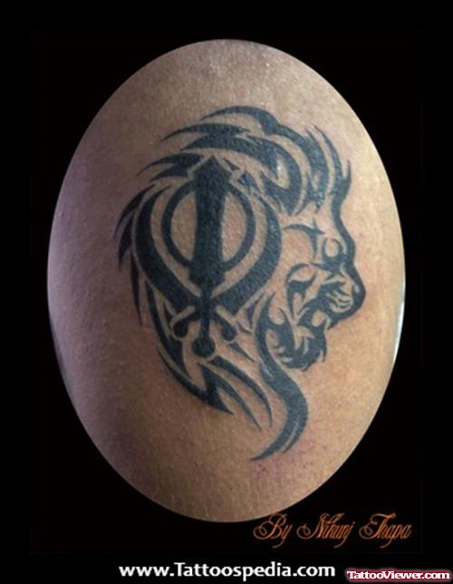 Lion with Khanda Tattoo Tattoo Parlor in India  Manjeet Tattooz