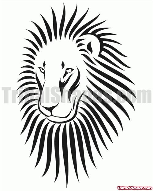 Tribal Sun Lion Head Tattoo Design