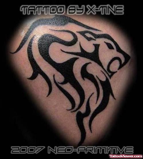 Latest Black Tribal Lion Tattoo Design