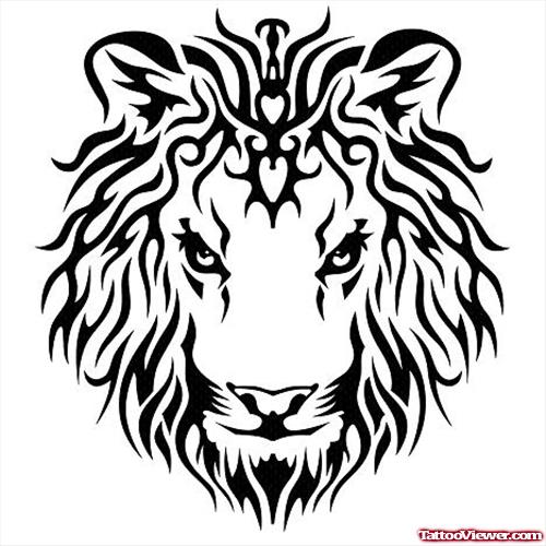 Awesome Black Tribal Lion Head Tattoo Design