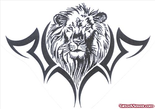 Tribal And Lion Tattoo Design For Lowerback