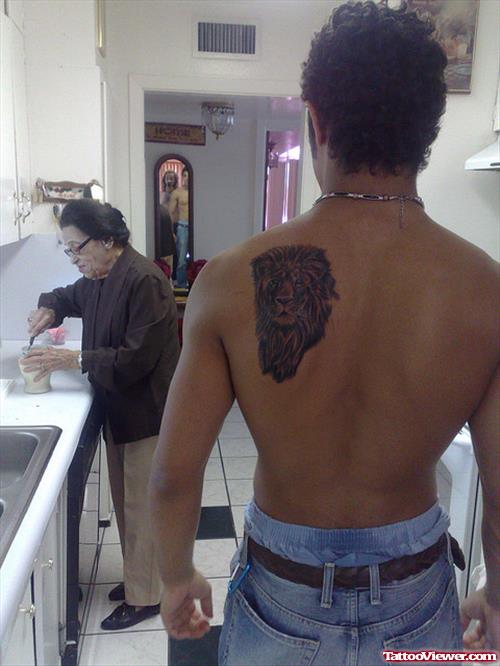 Left Back Shoulder Lion Tattoo