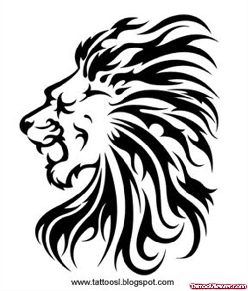 Amazing Tribal Lion Head Tattoo Design