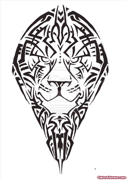 New Black Tribal Lion Tattoo Design