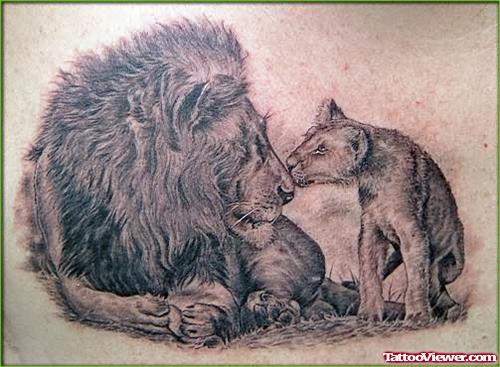 Lion And Cubs Tattoo Drawing
