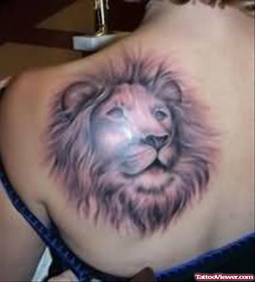 Lion Images Tattoo On Back Shoulder