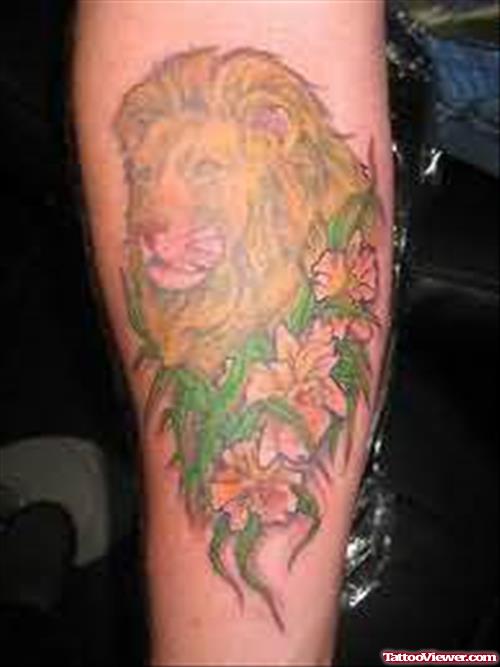 Colourful Lion Face Tattoo