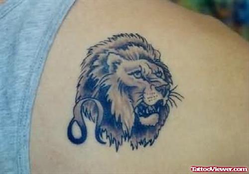Lion Tattoo On Back Shoulder