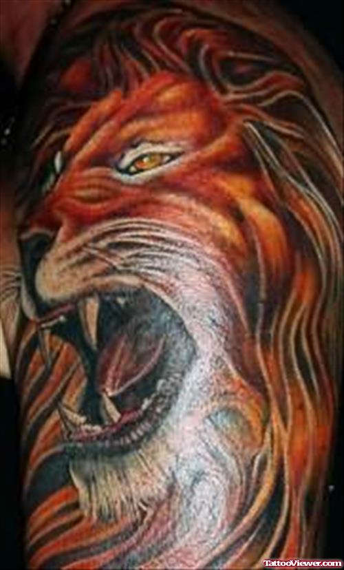 Red Lion Face Tattoo