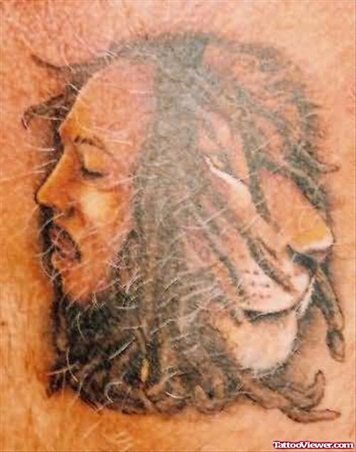 Old Lion Face Tattoo Image
