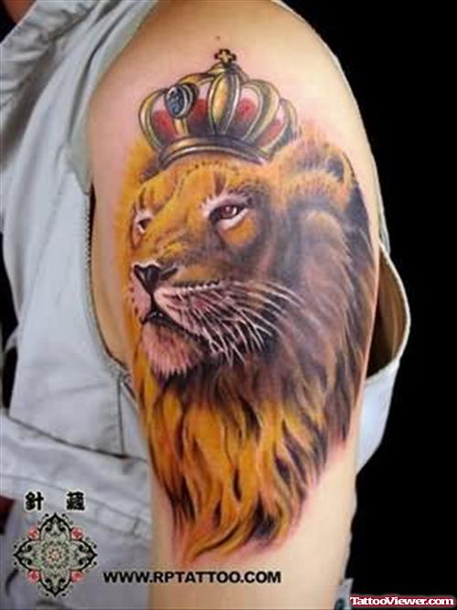 Lion Tattoo Design On Shoulder