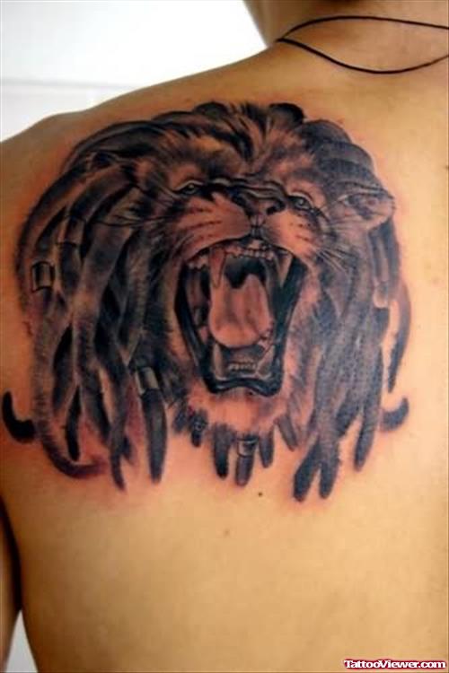Most Angry Lion Tattoo On Back.