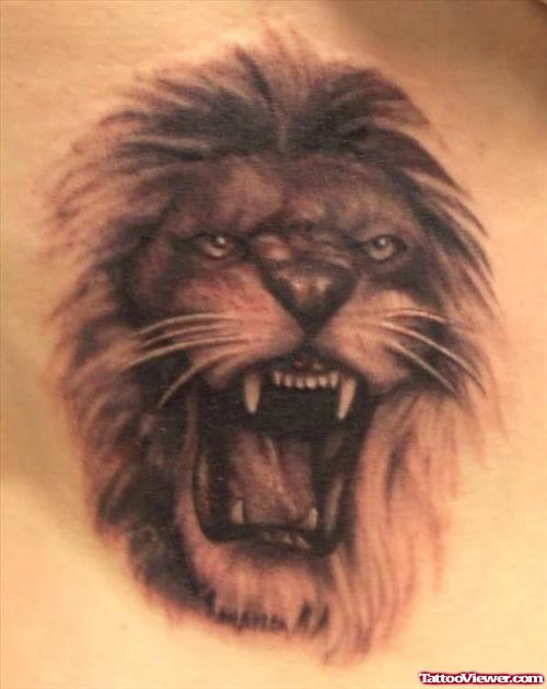 Angry Lion Face Tattoo Art