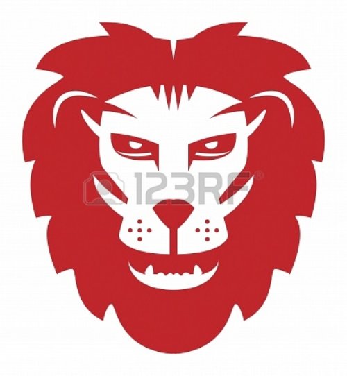 Amazing Red Ink Lion Head Tattoo Design