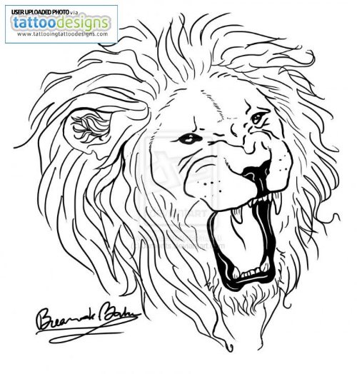 Awesome Roaring Lion Head Tattoo Design