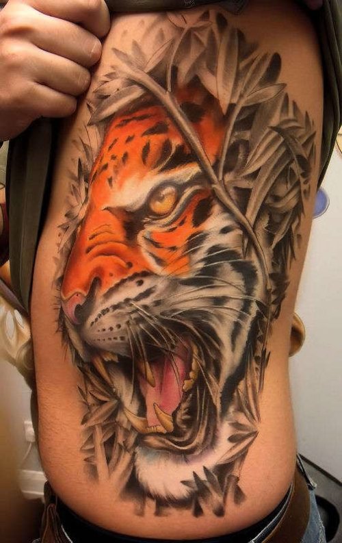 Latest Lion Tattoo On Ribs