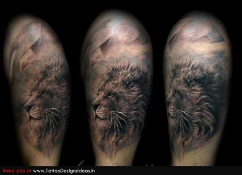 Attractive Biceps Lion Tattoo