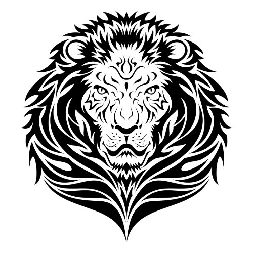 Awesome Black Ink Tribal Lion Tattoo Design
