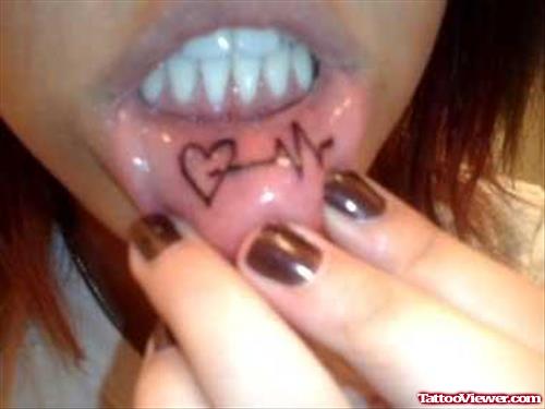 Heart Beat Tattoo On Lip