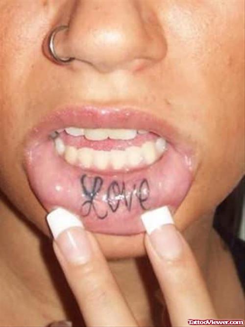 Love Tattoo On Lip