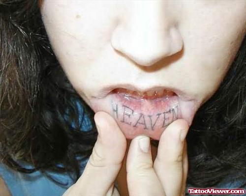 Heaven Tattoo On Lip