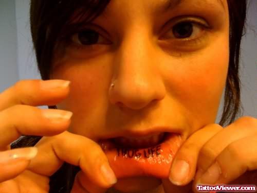 Thug Life Tattoo On Lips