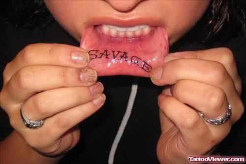 Savage Tattoo On Lip