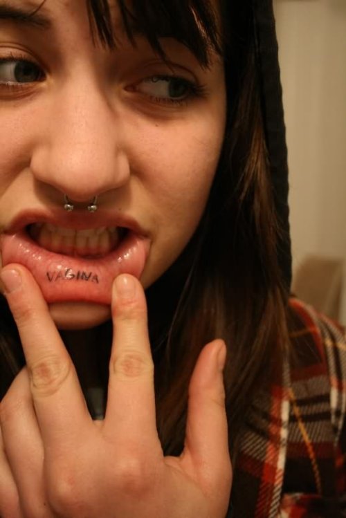 Vagina Tattoo On Girls Lip