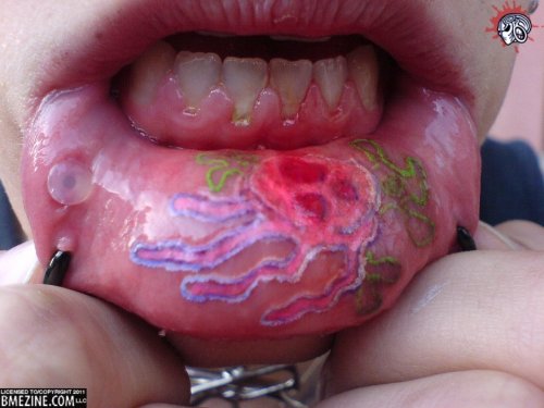 Color Flower and Lip Tattoo For Girls