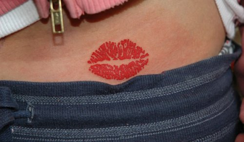 Lower Back Lip Tattoo