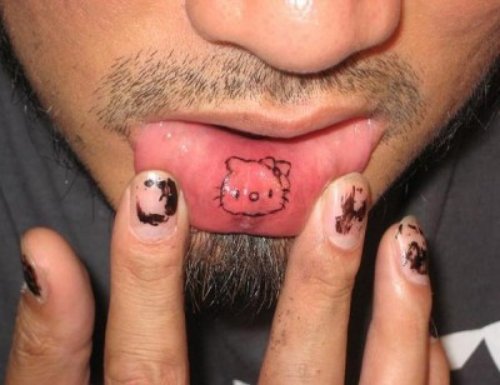Hello Kitty Head Lip Tattoo