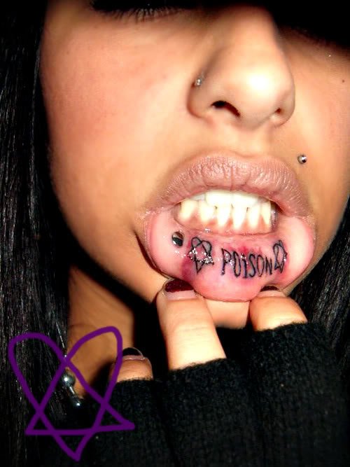Hearts and Poision Lip Tattoo