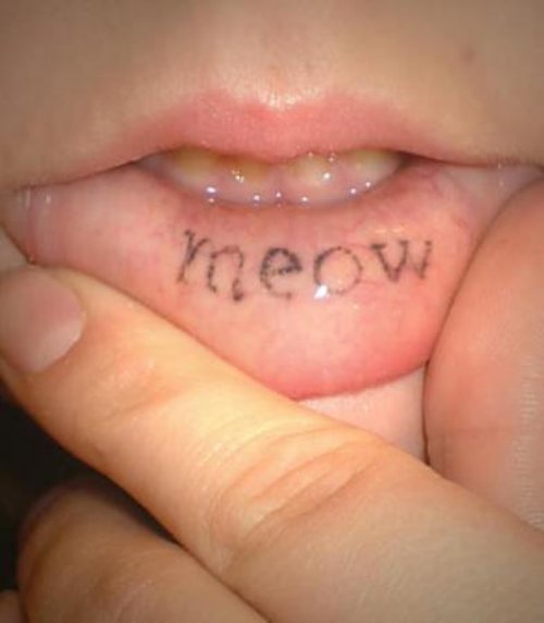 Amazing Meow Lip Tattoo