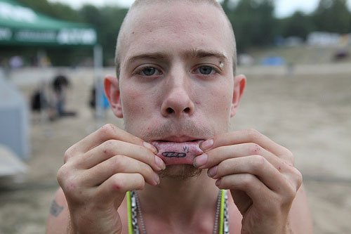 Smoking Man Lip Tattoo