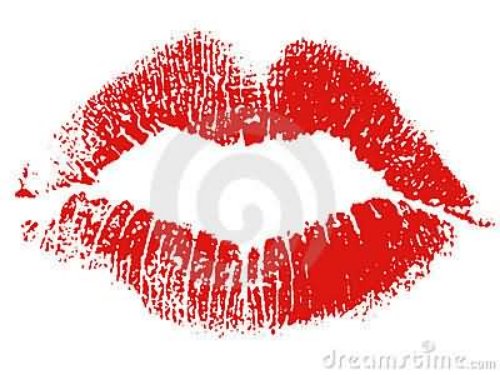 Red Ink Lipstick Kiss Tattoo Design