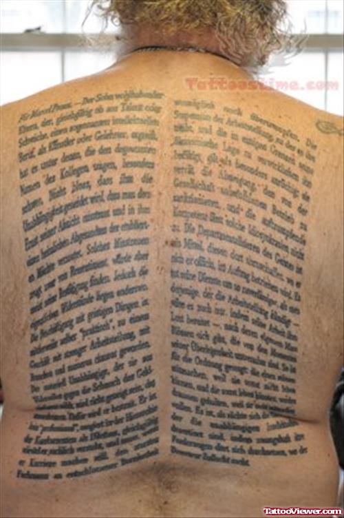 Literary Full Back Tattoo