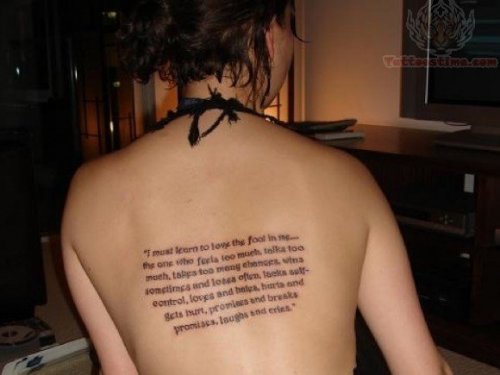 Literary Tattoo On Back