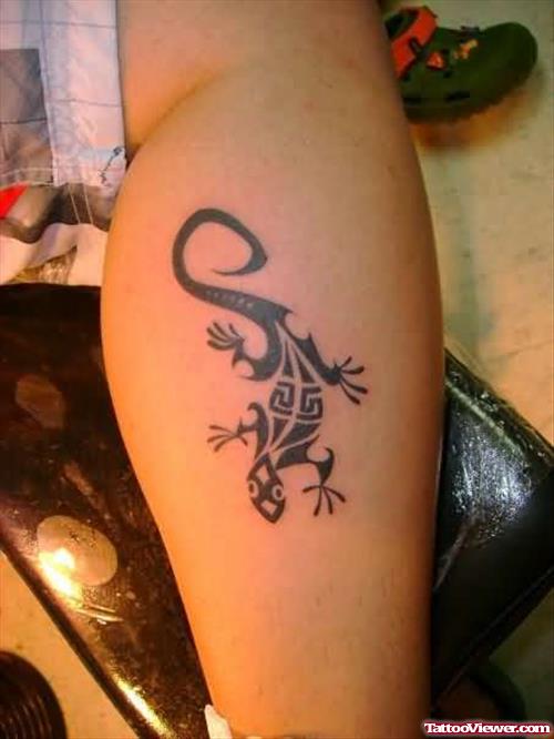 Good Lizard Tattoo On Leg