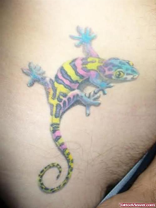 Multi Coloured Lizard Tattoo